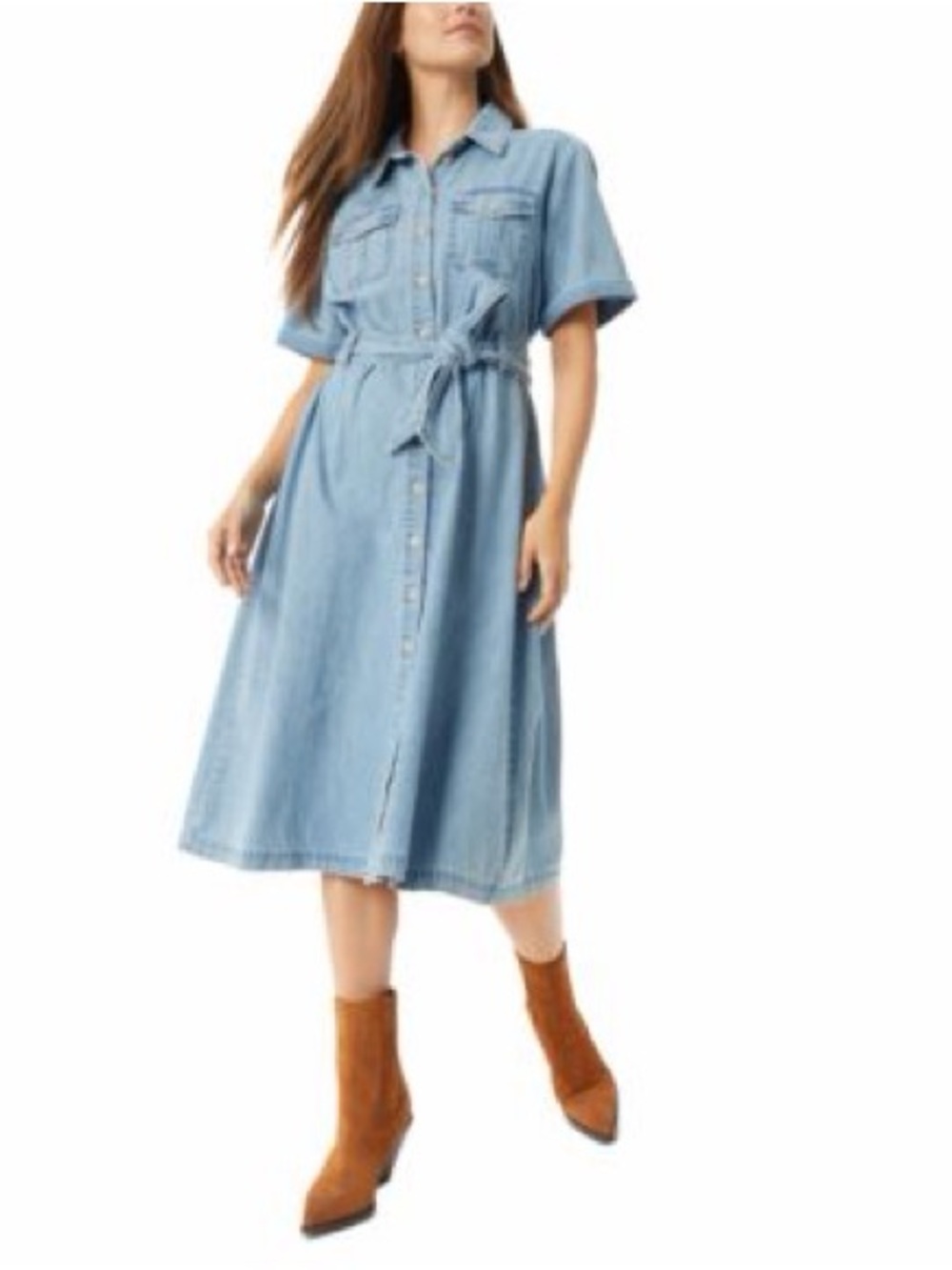 Sam Edelman Light Blue Denim Shirt Midi Dress